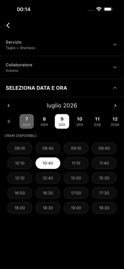 Prenota in pochi tap